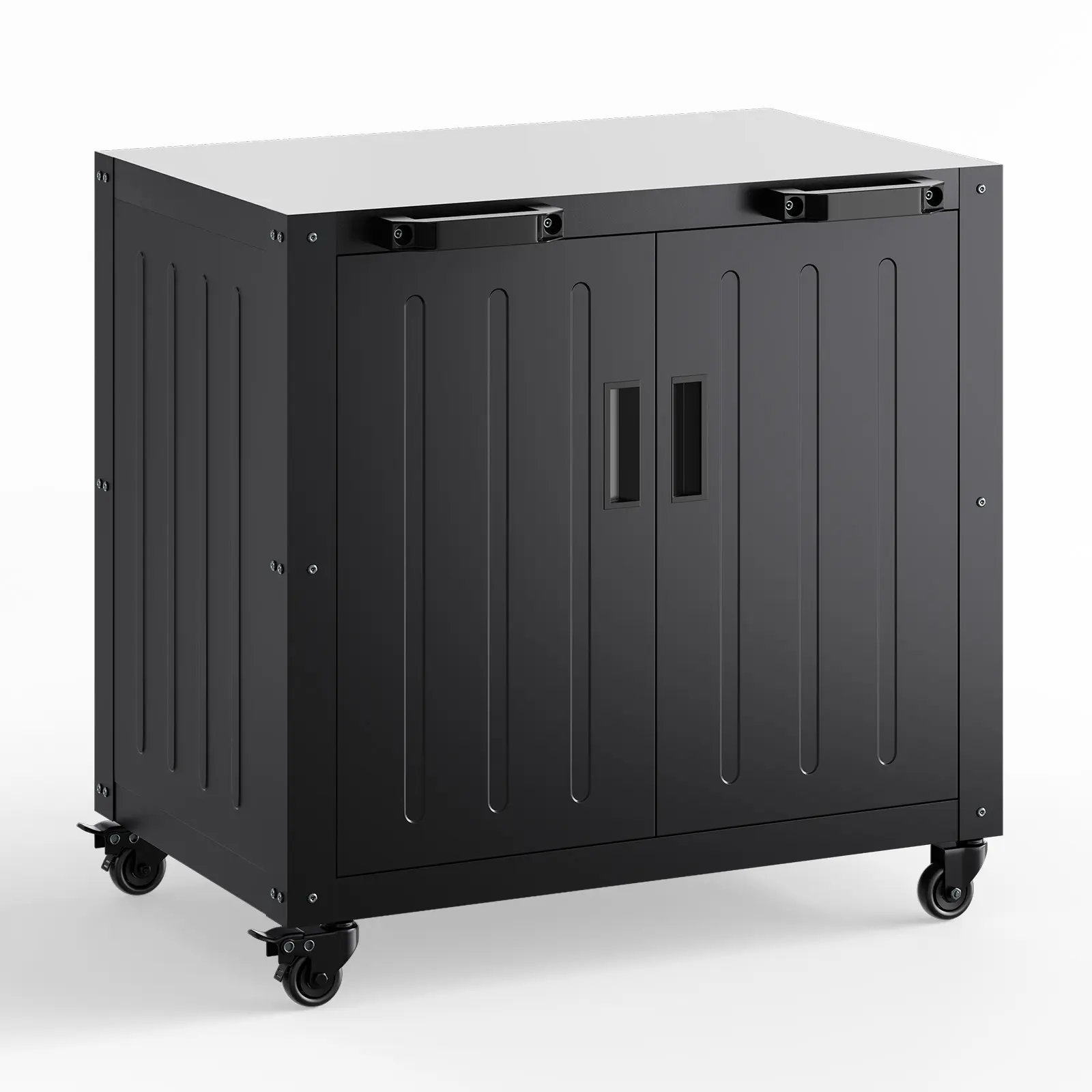 Grill Table, Outdoor Grill Cart Bar Cart with Storage Cabinet for Grilling Accessories, Outdoor Cooking Table, Made Entirely of Stainless Steel, for Kitchen Prep, Working Table, Lawn & Garden