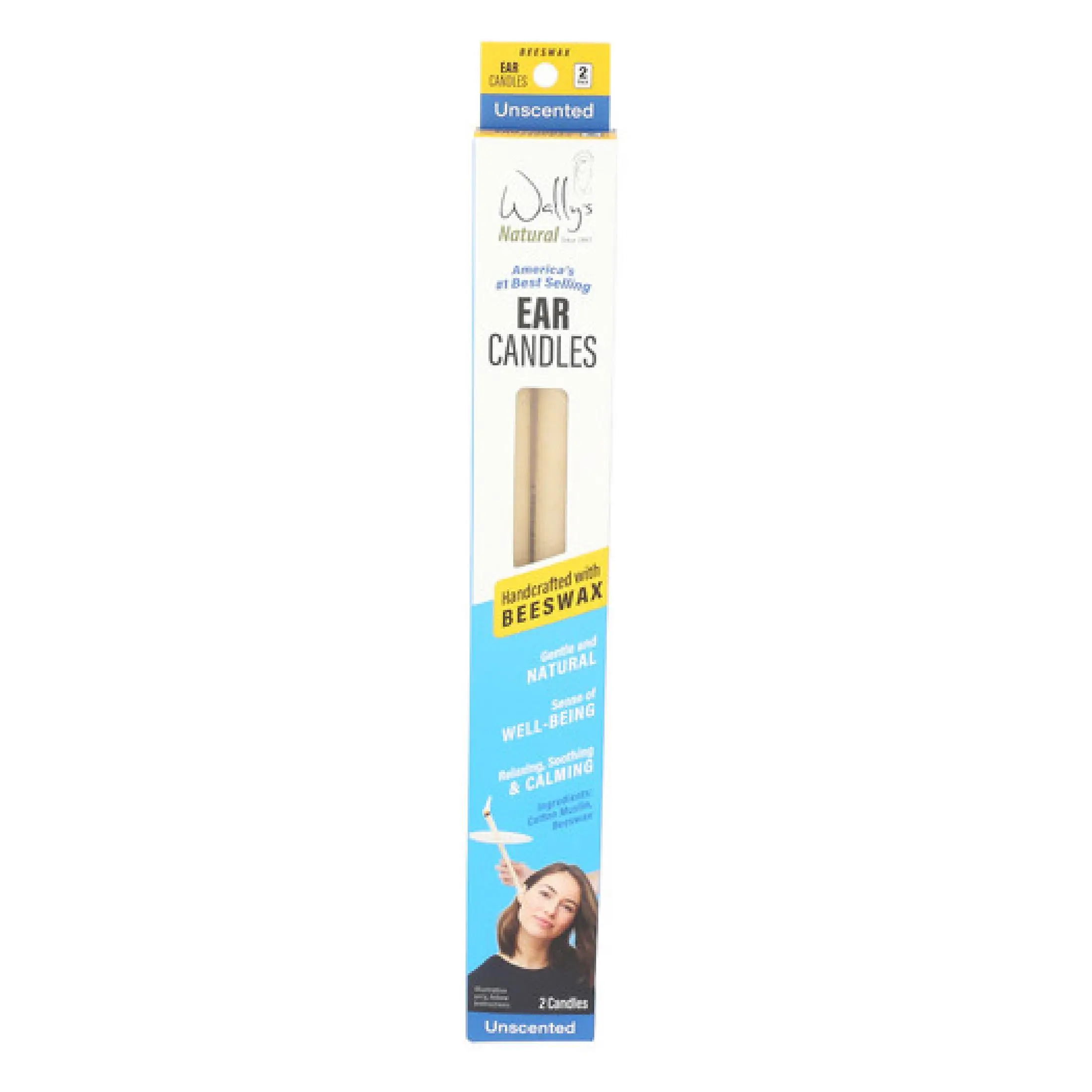 Wally's Natural Ear Candles - Beeswax, Unscented - 2pk