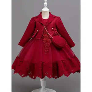 Girls Flower Girl Party Princess Dress 3pcs Halloween Dress Beaded Embroidered Gorgeous Dress Set 2pcs Set Birthday Party Graduation Prom Princess Dress Kids Banquet Dress, Elegant Dress Girl, Masha Party Dress Girl, Princess Dress Girl, F