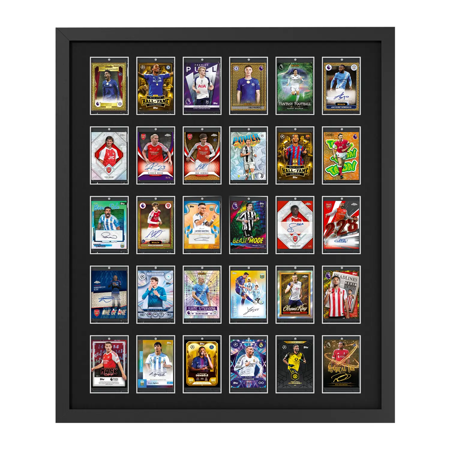 24.1x28.1 inch Sports Card Display Frame - Wooden Storage & Wall Display for Football, Basketball, Baseball, Pokémon Cards - Perfect Gift for Collectors, Handmade Personalized Present (Holds Non-Graded Cards)