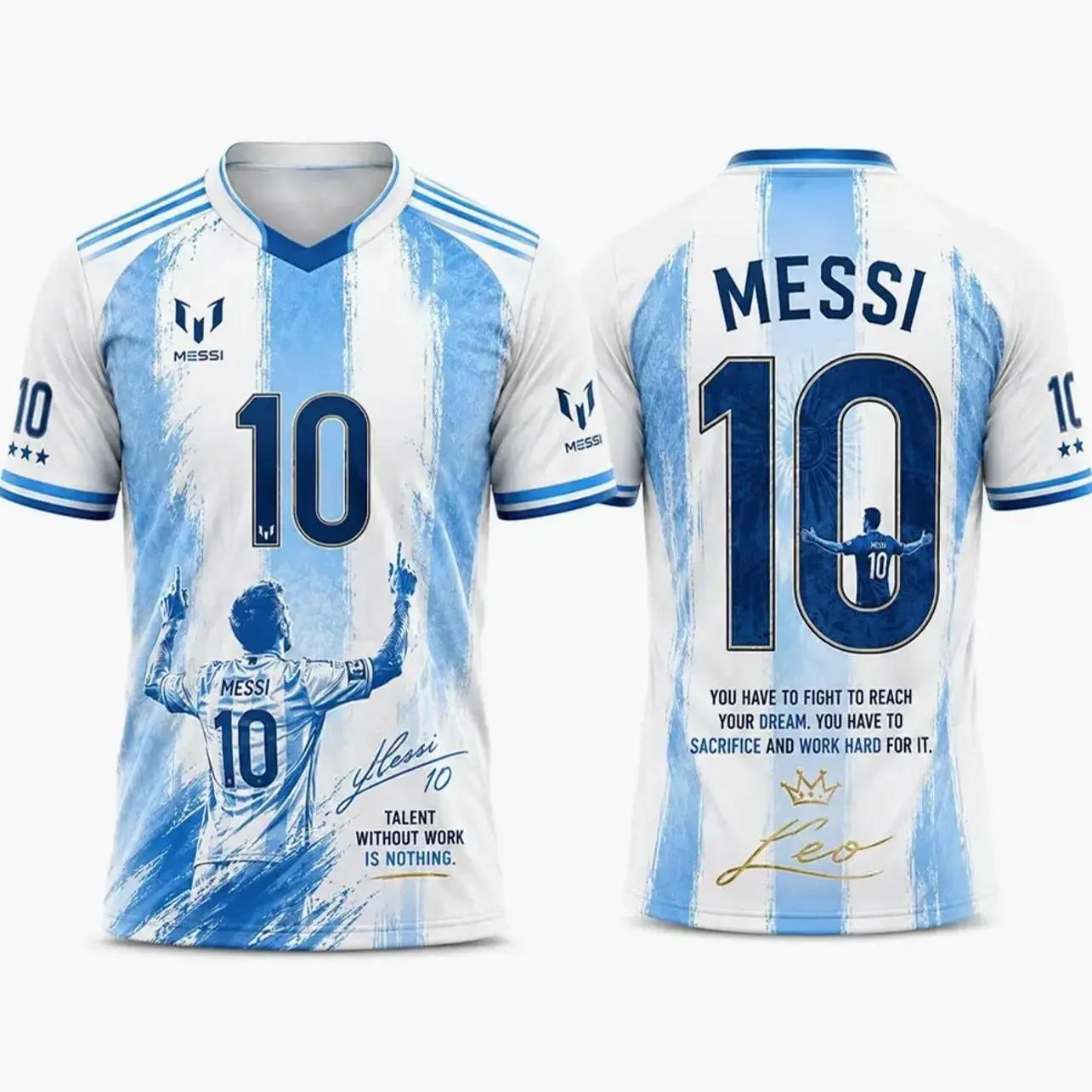 M#10 Soccer Jersey, Blue and White Football Shirt, M1 0 Inspirational Graphic Jersey, Argentina Fan Outfit, Soccer Supporter Gift for Men and Women, Gift For Him, Gift For Her.