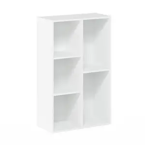 LUDER Bookcase, 5-Cube Bookshelf, Reversible Bookcase, 9.4 x 19.5 x 31.5, for Living Room Bedroom Home Office, White