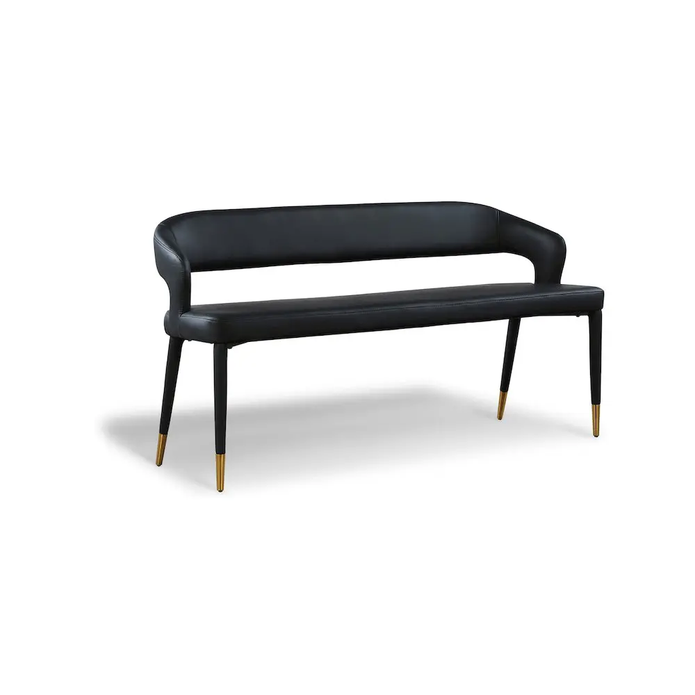 Destiny Contemporary Black Vegan Leather Bench - Open Back, Rounded Ends, Long Length, Extra Seats Indoor Furniture Piece