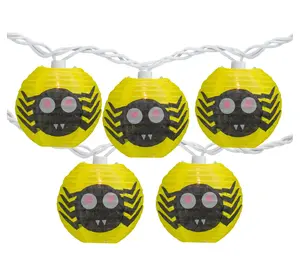 Northlight 10ct Spider Paper Lantern Halloween Lights 8.5ft