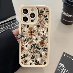 Compatible with iPhone 16 E 15 Pro Max Plus 14 13 12 11 X XR Flower Design Pattern Rugged Durable Shockproof Anti-Scratch Soft Silicone Cellphone Case Gift For Girls and Women