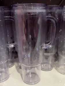 40 oz Acrylic Tumbler Clear Plastic Cup with Handle for Beverages Durable and Reusable Drinkware