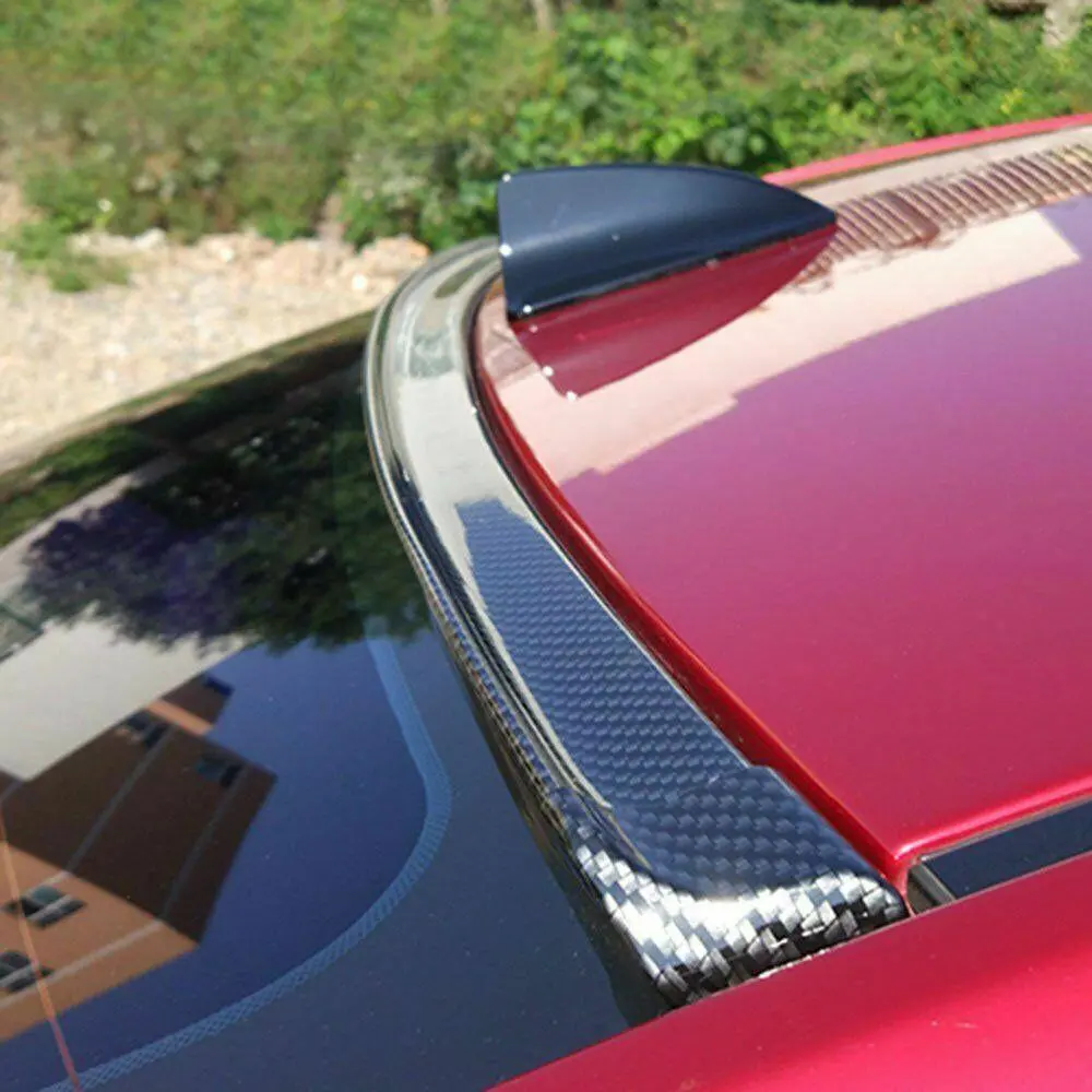 CarTok JDM Racing Style Universal Carbon Fiber Spoiler Wing No Drill Flexible PU Rubber Trunk Lip Trim 150cm DIY Auto Mod Roof Hatch Exterior