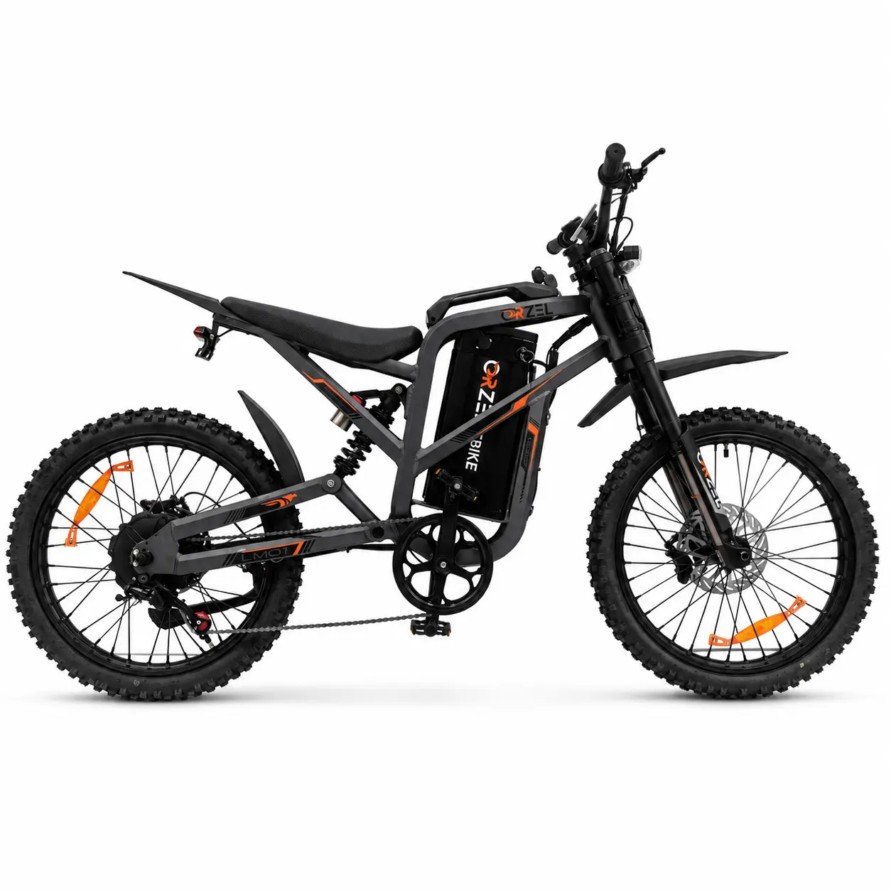 ORZEL Cyber X Pro Adult Fit Electric Dirt Bike - 4000W Motor, 60V 40Ah Removable Battery, NFC Lock, Full Suspension, Fat Tire, 50 MPH Top Speed, 60-100 Mi Range, 120kg Load Capacity, Adjustable Components, 12 Months Warranty, for Dirt Riding