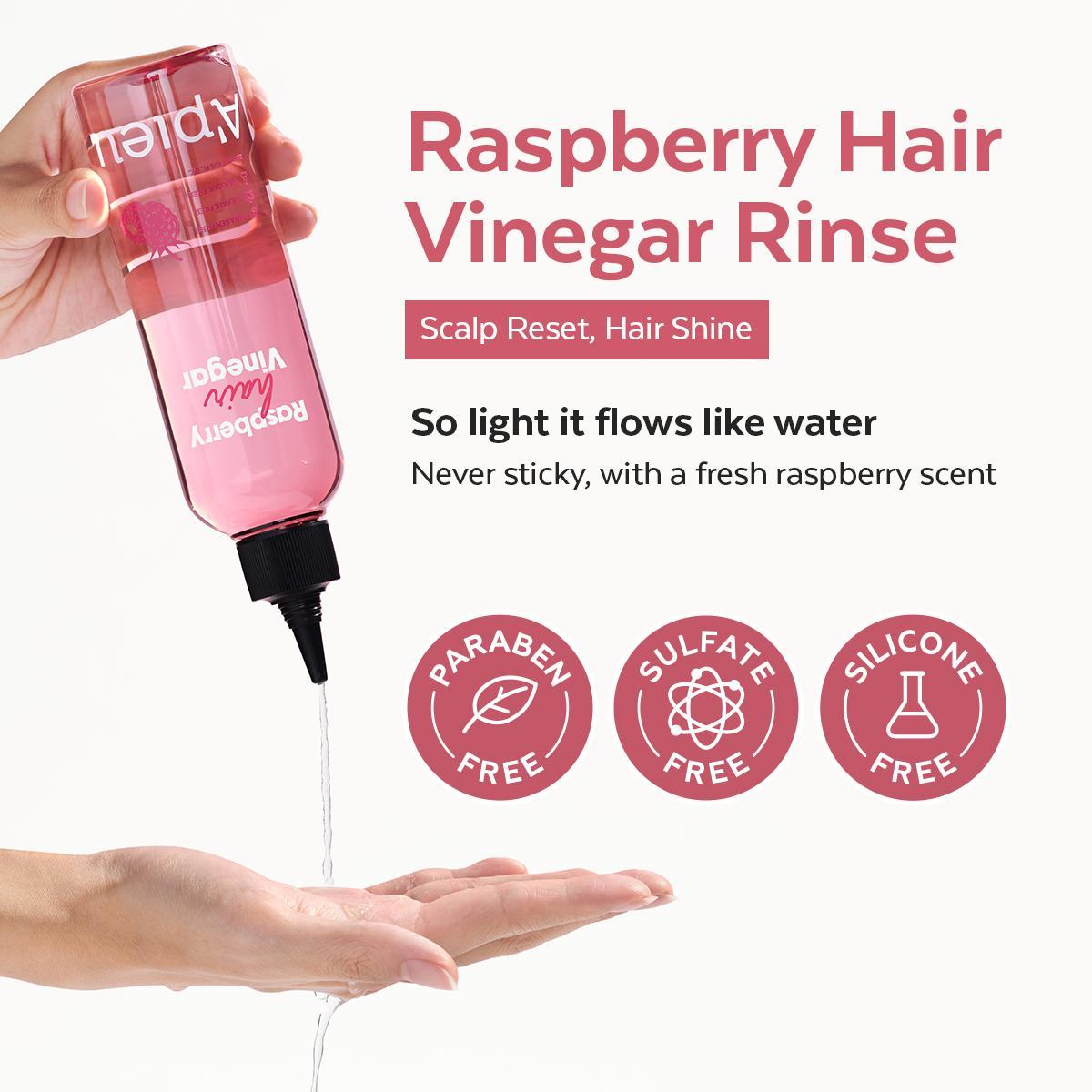 [MISSHA Official] A’pieu Raspberry Hair Vinegar Scalp Detox Rinse – Removes Buildup & Boosts Shine (1 Month supply, 2 Pack)
