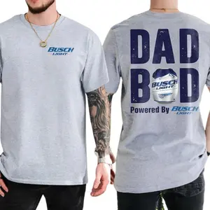 Busch Light Dad Bod Powered By Busch Light 2 Sided T-Shirt, Funny Beer Drinking T-Shirt for Dad, Classic Cotton Tee, Casual Summer Men's Graphic T-Shirt Shirt stepdad shirt