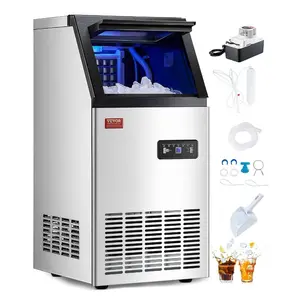 VEVOR 150lbs/24H Commercial Ice Maker, 55 Ice Cubes in 15 Minutes, Freestanding Ice Maker Machine with 33lbs Large Storage Capacity for Bar Office Restaurant, with LED Digital Display Self-Cleaning