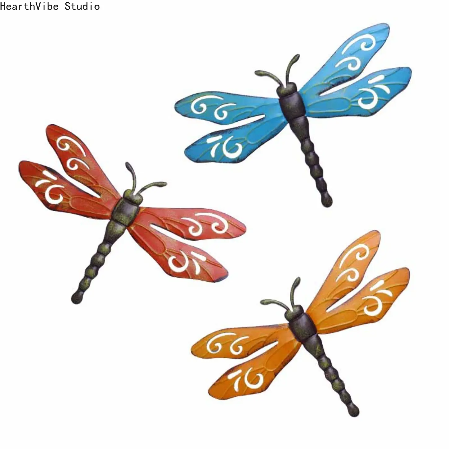 1PC Metal Dragonfly Wall Decorations, Fade Resistant Outdoor Hanging Figurines for Garden Fence, Yard Exterior Decoration, Perfect Mother's Day & Housewarming Gift, Garden Decor