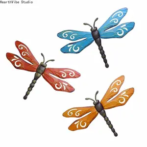 1PC Metal Dragonfly Wall Decorations, Fade Resistant Outdoor Hanging Figurines for Garden Fence, Yard Exterior Decoration, Perfect Mother's Day & Housewarming Gift, Garden Decor