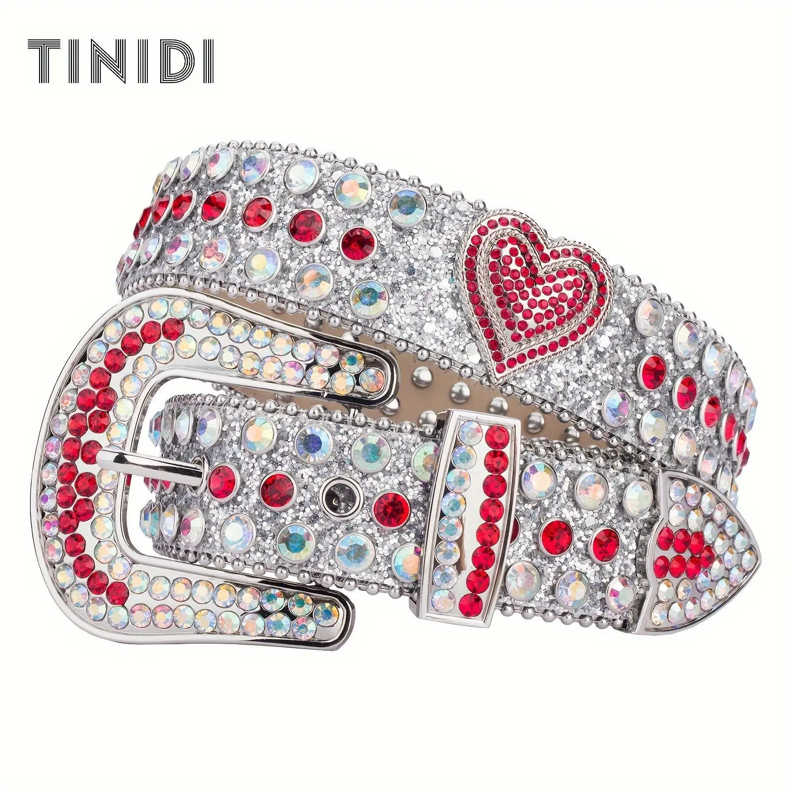 TikTok Viral Hologram Belt | Laser Heart Buckle for Women & Men  Coachella Outfit Glitter Accessory modern  belt goth  belt