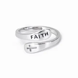 Always Blessed Faith Sterling Silver Cross Ring | Cross Rings | Rings For Women | Jewelry For Women | Faith In God | Christian Jewelry | Christian Gifts | Gifts For Women | Jewelry For Teens | Adjustable | One Size Fits All