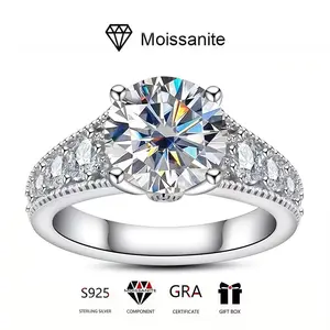 Feng Moissanite 925 Silver Diamond Ring Proposal Engagement Closed Ring
