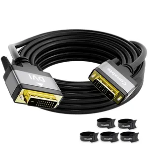 Gold Plated 25FT DVI-D Dual Link Cable Aluminum Shell 1080P for PC Monitor Projector Gaming HDTV DVD Black