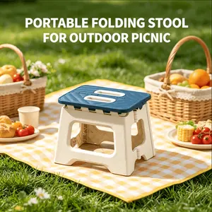 1 Piece Large Multi-functional Folding Stool, No assembly required and space-saving. With non-slip feet and lightweight design, ideal for camping, fishing, beach and picnic.