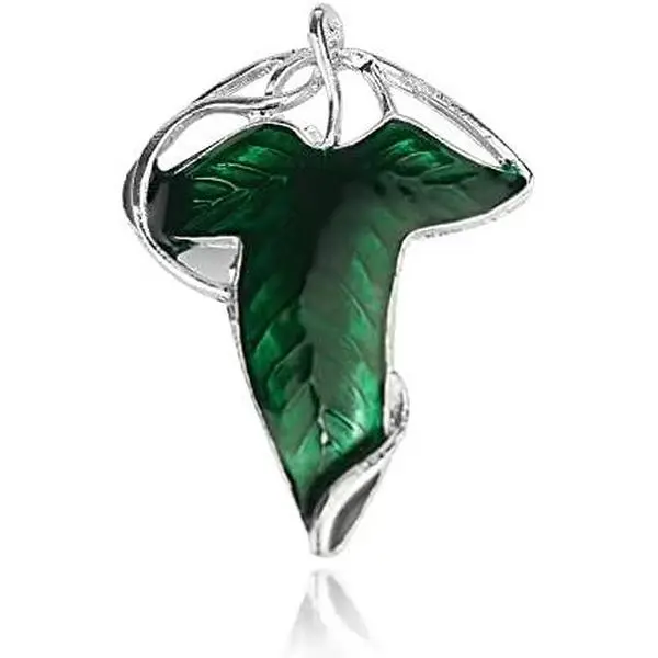 Elegant Hypoallergenic Nickel-Free Cloak Brooch Pin - Handmade Silver-Plated Alloy w/Green Enamel, Inspired Jewelry Gift for Book Lovers & D&D Players (4.5x6.4cm), Hypoallergenic Jewelry, Leaf Shape, Daily Magic, Unisex Use, Everyday, Fantasy Lovers, Hand