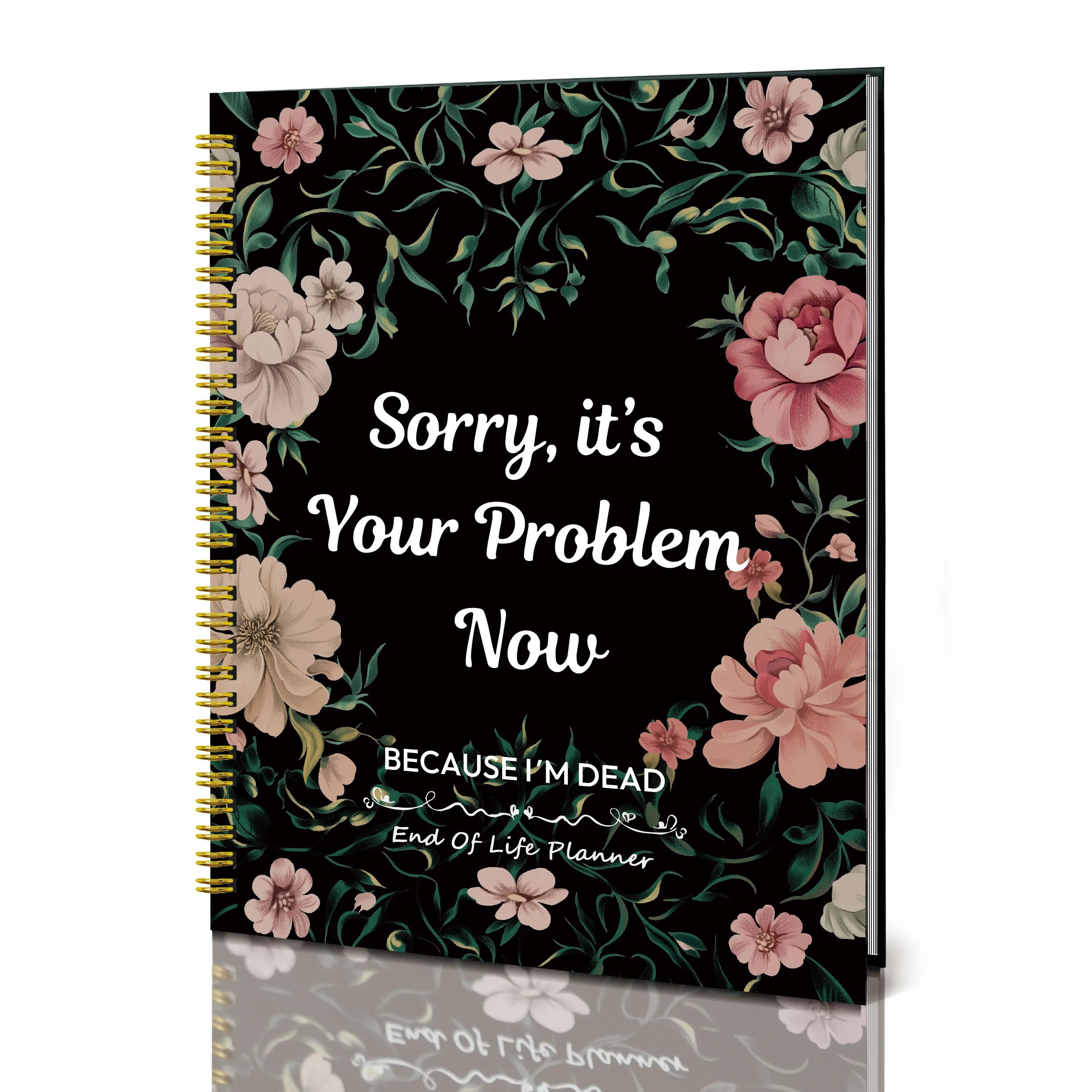 FallFreshness Notebook Death End of Life Planner: Sorry, It’s Your Problem Now, Because I'm Dead, Funny Notebook Book Notepad,Final Wishes and End-of-life Arrangements Emergency Binder,Hardcover 2026 Calendar Planner Book with Tabs,Vintage Organizer Summ