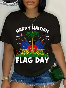 100% Cotton Unisex haitian flag day men women T-Shirt