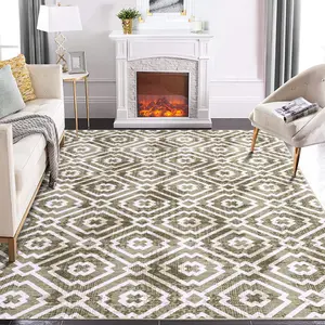 Area Rug, Machine Washable Area Rug, Modern Geometric Accent Rug, Contemporary Rugs for Living Room, Non-Shedding    Foldable  Ultra-Soft Non-Slip Stain Resistant Kitchen Rug, No Shedding Home Decor Carpet,Coffee