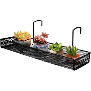 Outdoor Metal Rack for Hanging Succulent Pots, Small Planter Stand for Balcony or Porch Railing, Essential Gardening Tool