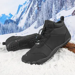 Winter warm cotton shoes for men, waterproof and anti slip outdoor hiking shoes with plush snow boots