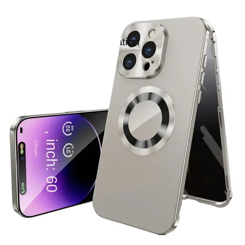 Magnetic Charging TPU Case & Cover for iPhone 16 Pro,15,14 Pro,13,12 Max, IP 12 ProMax - Customized All-Inclusive Flexible Mobile Phone Accessory with Electroplated Edge, Metal Lens Integration, Accessories，Missing symbols in the hollowed-out area