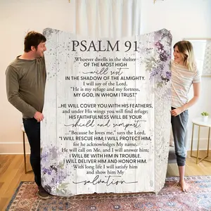 Cozy Psalm 91 Flannel Throw Blanket - Soft, Warm |   Ideal For Couch, Bed, Office & Travel |   Perfect Gift For Friends & Family |   Vintage Style, Machine Washable