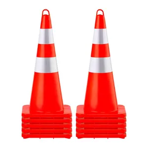 Summervibes VEVOR Safety Cones, 10PCS 28 Traffic Cones, PVC Orange Construction Cones, 2 Reflective Collars Traffic Cones with Weighted Base and Hand-Held Ring Used for Traffic Control, Driveway Road Parking
