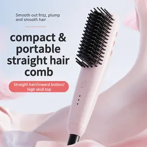 Mini Negative Ion Straightening Comb Dual Use Wet Dry No Damage Hair Curler Straightener