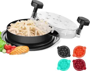 Chicken Shredder Tool - Meat Shredder with Anti-Slip Base - Food-Grade Visible Lid - Shreds Chicken Pork Beef - Black