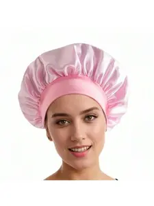 1pc Silk Bonnet For Sleeping Women Satin Lined Hair Bonnets For Sleeping Soft Elastic Band Silk Sleep Cap For Curly Hair