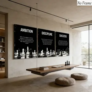 3pcs Inspirational Quote Wall Art, Chess Board Decor, Living Room Bedroom Office Gift, Personalized Canvas Poster
