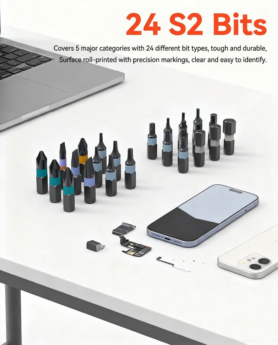 24 in 1 Magnetic Ratchet Screwdriver Set, Pocket Portable Hand Tools, DIY Compact Home Repair Tool Box with Interchangeable Bits, Switchable Multi-Tool Kit