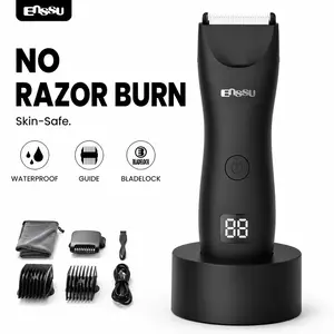Enssu Patented Nick-Free Body & Ball  Hair Trimmer for Men - Safe Ceramic Blade Groin Groomer, Waterproof Rechargeable Cordless Men's Body Hair Trimmer with Replaceable Heads for Beard, Eyebrow & Daily Use