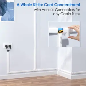 5-20 Pack Cord Cover Raceway Kit, 2.4*1.4 cm(0.94*0.55in) Cable Cover Channel, Paintable Cord Concealer System, Cord Wires Hider, Hiding Wall Mount TV，Large Cord Concealer on Wall Cable Management, Cable Raceway Kit for Mount TVs