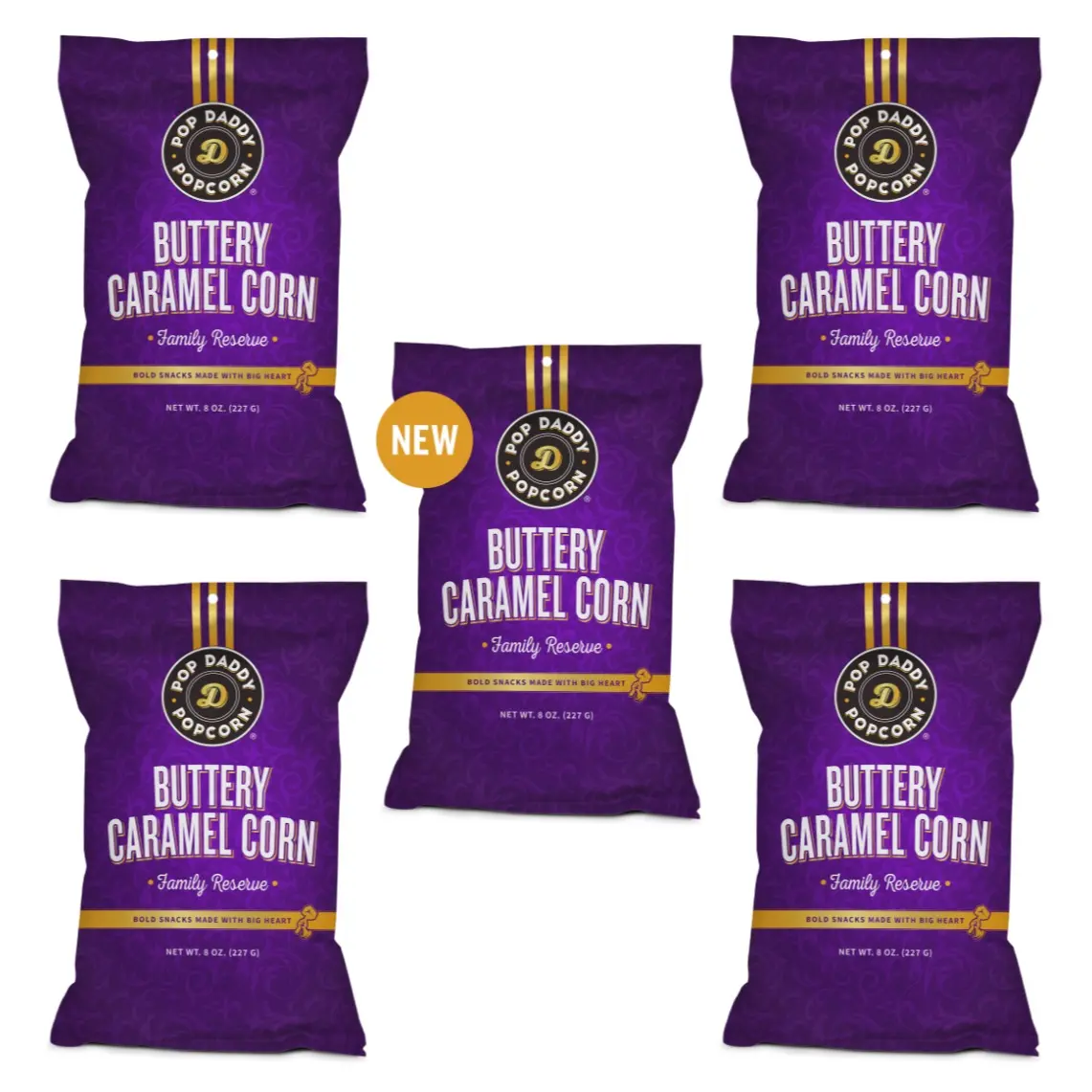 Pop Daddy Buttery Caramel Corn 5 PACK | Clean Label, Premium Caramel Corn | 8oz Individual Bags | 5 Pack | Pop Daddy Buttery Caramel Corn 5 PACK | Clean Label, Premium Caramel Corn | 8oz Individual Bags | 5 Pack |