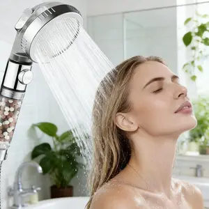 1 PC New Model For 2026 High Pressure Shower Head with 3 Spray Settings, Handheld Filtered Shower Head, Mineral Ball Design, G 1/2 Inch Interface, Adjustable Detachable, High Pressure Showerhead