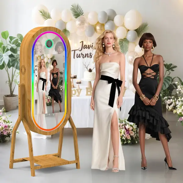 GO360BOOTH 60" Wood Mirror Photo Booth - 32'' Interactive Touch Screen, Built-in Mini PC with Instant Print Types of Photography Needs Visit the Dowshata Store
