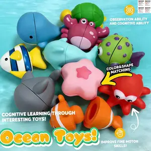 10-Piece Marine Animal Matching Toys Montessori Sea Animals for Toddlers Early Educational Little People Animals Figurines Learning Fine Motor Matching Games Easter Basket Stuffers/Christmas/Children‘s day and birthday Gift for Boys Girls STEM toys