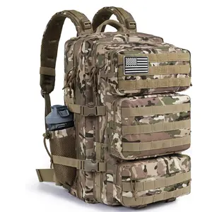 Tactical Backpack 50L Large Day Backpack for Men Molle Army 3 Days Assault Pack Bug Out Bag Water Resistant and Heavy Duty Hiking Treeking Rucksack - Camouflage