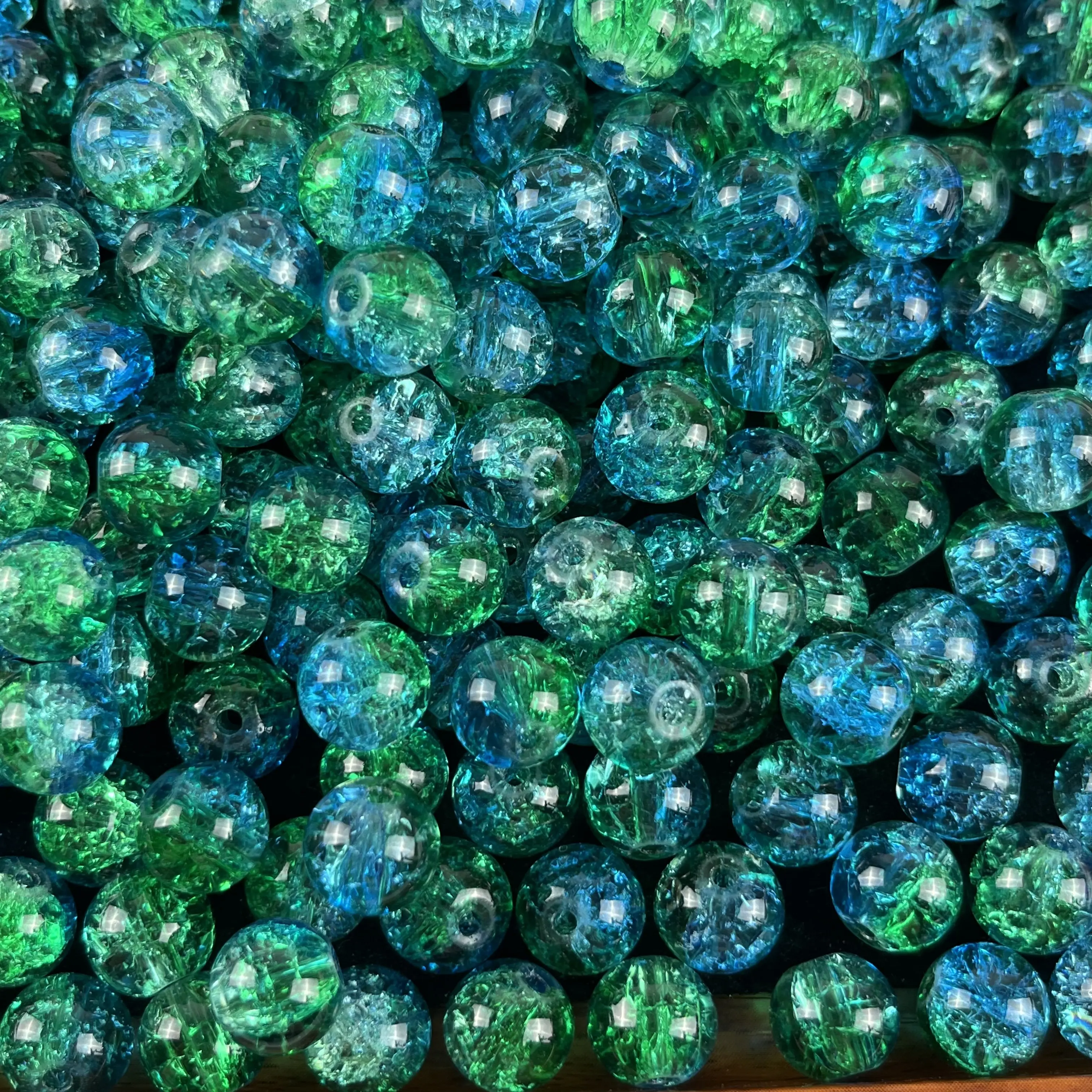 [G23]10mm blue-green crackle bead 40ml