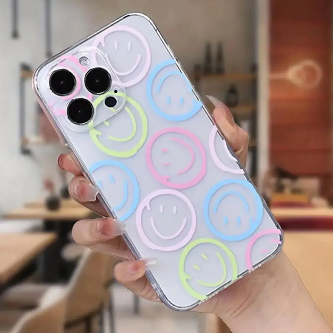Smile Face Pattern Phone Case, Decorative Phone Protector Cover Compatible with iPhone, Shockproof All-inclusive Phone Cases for iPhone