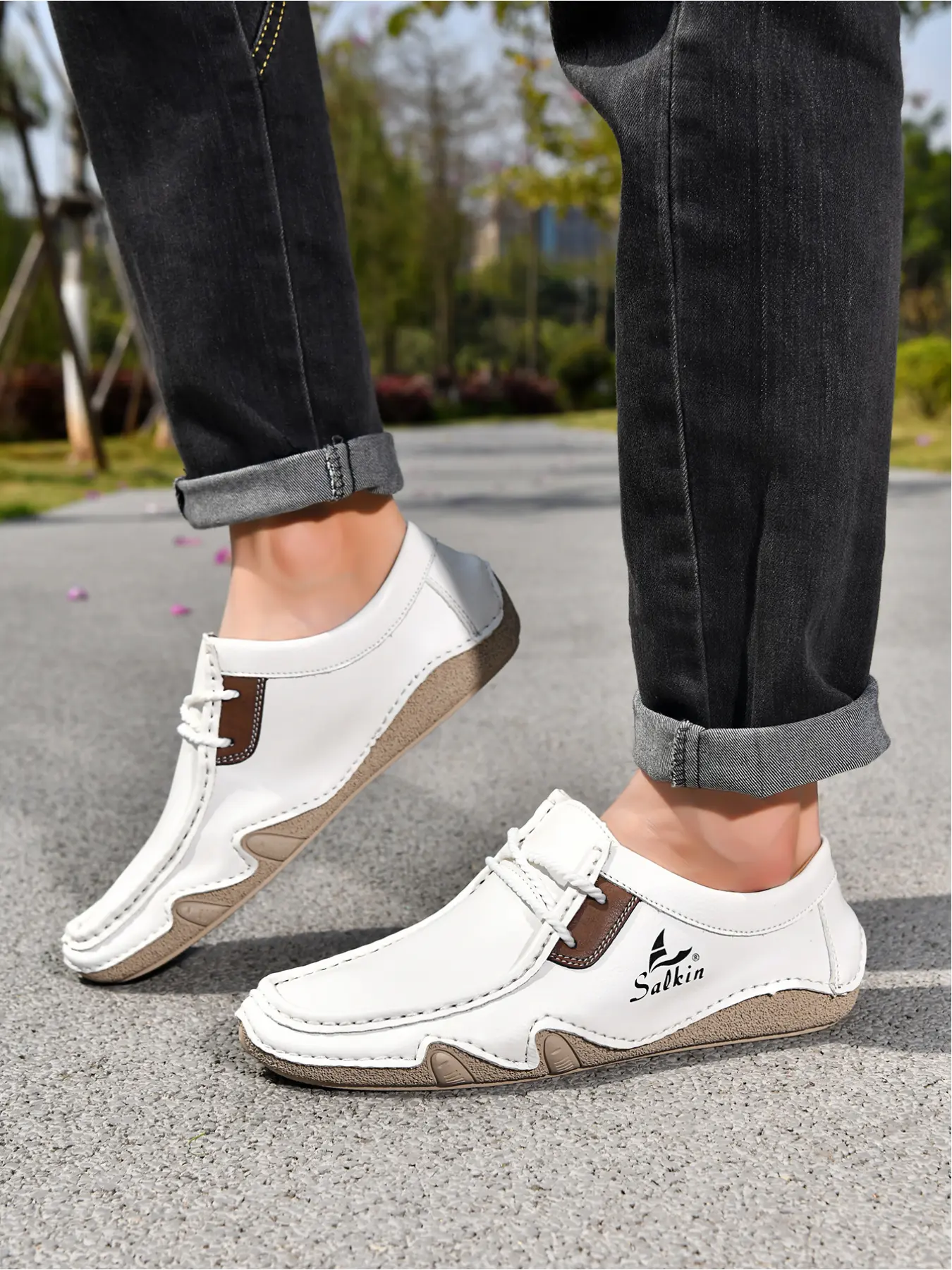 Men's Hand-Stitched Ankle Shoes, Multi-Color Options, Casual Athletic Slip-On Boots for Daily Wear Walking Shoes