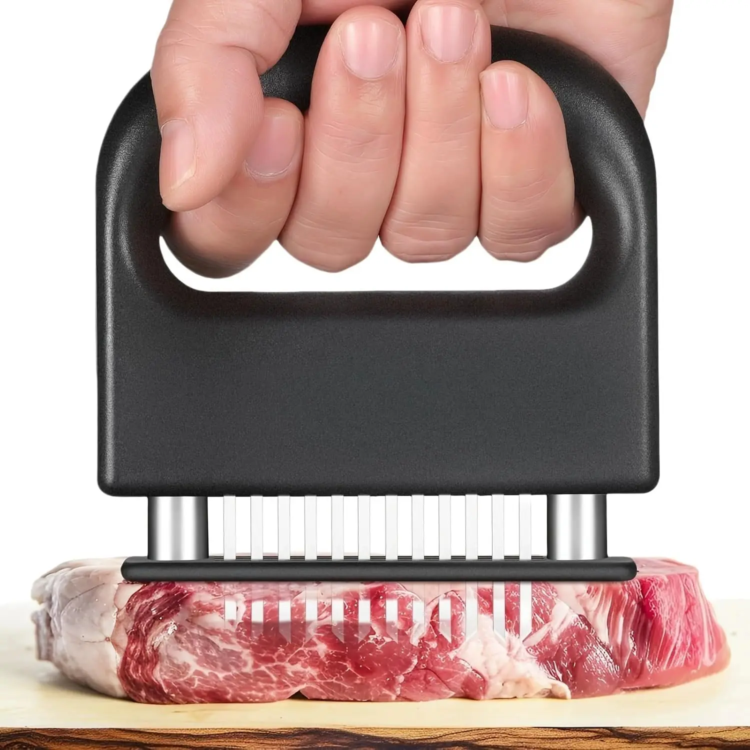 Meat Tenderizer with 48 Stainless Steel Ultra Sharp Needle Blades, Kitchen Cooking Tool for Tenderizing Beef, Chicken, Steak, Veal, Pork, Fish, BBQ, Marinade