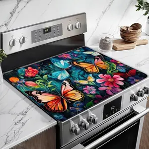 JOYFINITY Watercolor Butterfly Floral Stove Top Covers for Electric Stove, Electric Gas Stove Pad Heat Resistant Range Cooktop Protector for Home Decor Kitchen