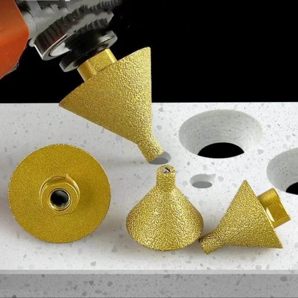 Diamond Chamfer Countersink Drill Bit Kit (M10-M14) - 38mm/50mm Enlarged Hole Beveling Tool, Chamfer Core Drill Bit for Stone Drilling, Granite, Marble/Tiles Beveled Edge Processing