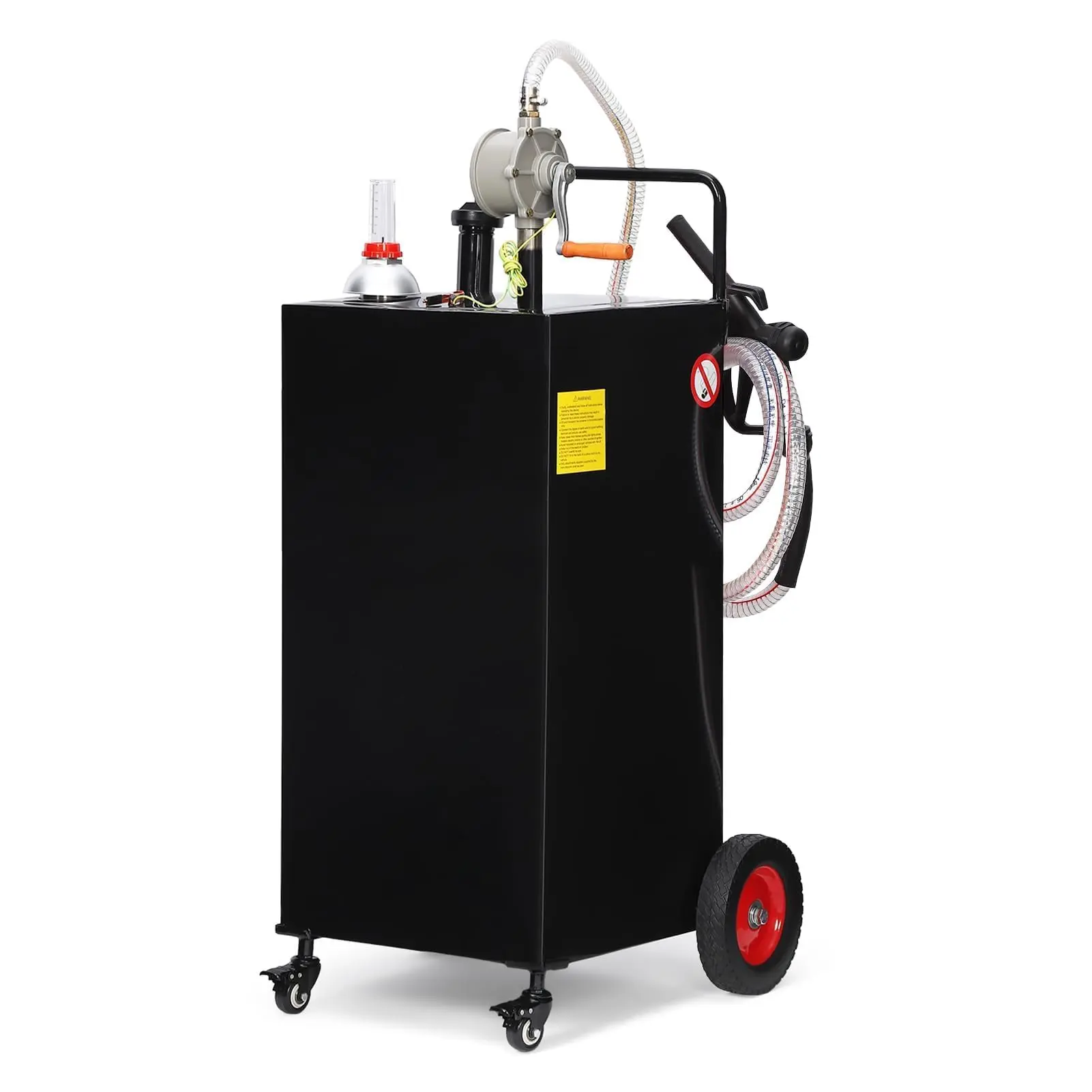 30 Gallon Portable Fuel Caddy with Transfer Pump & 4 Wheels, Heavy Duty Gas/Diesel Storage Tank for Cars, Boats, Motorcycles & Outdoor Power Tools